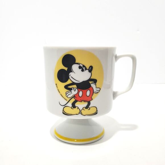 Vtg Walt Disney Mickey Mouse Pedestal 8 oz Ceramic Coffee Mug - Picture 1 of 9